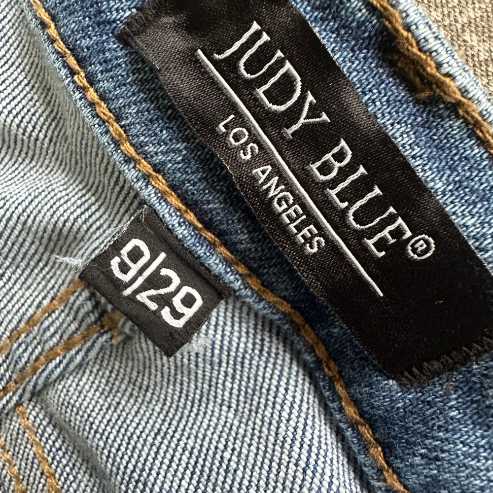 Judy Blue Jeans Womens 9/29 Blue Skinny Blue White Plaid Patch Distressed Denim - Picture 6 of 12